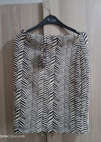 Zebra Desenli Gri Midi Mini Etek - Görsel 3