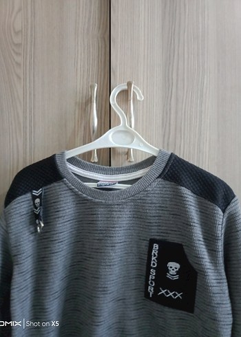 Erkek Gri Uzun Kollu Triko Sweatshirt - Görsel 3