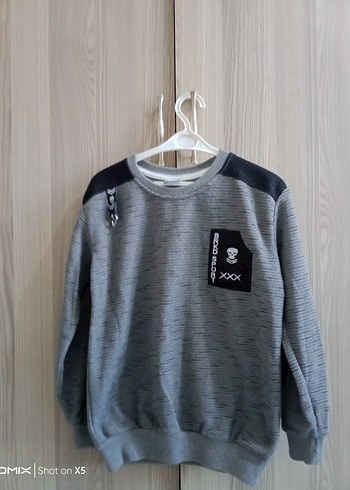 Erkek Gri Uzun Kollu Triko Sweatshirt - Görsel 5