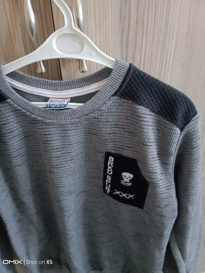 Erkek Gri Uzun Kollu Triko Sweatshirt - Görsel 4
