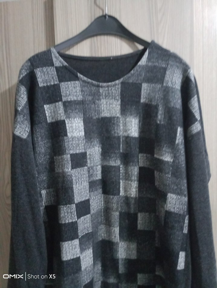 Gri Uzun Kollu  Kadın Tunik - Görsel 2