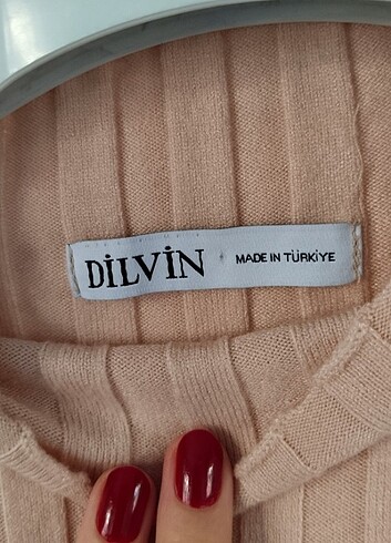 m Beden Dilvin dik yaka triko elbise