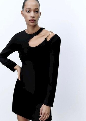 ZARA ZİNCİR DETAYLI MİNİ ELBİSE - Görsel 2