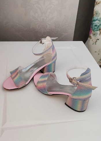 Kaptan Junior Pembe Topuklu Abiye Ayakkabı cocuk - Görsel 5