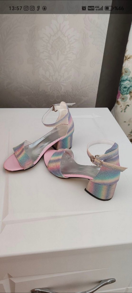 Kaptan Junior Pembe Topuklu Abiye Ayakkabı cocuk - Görsel 5