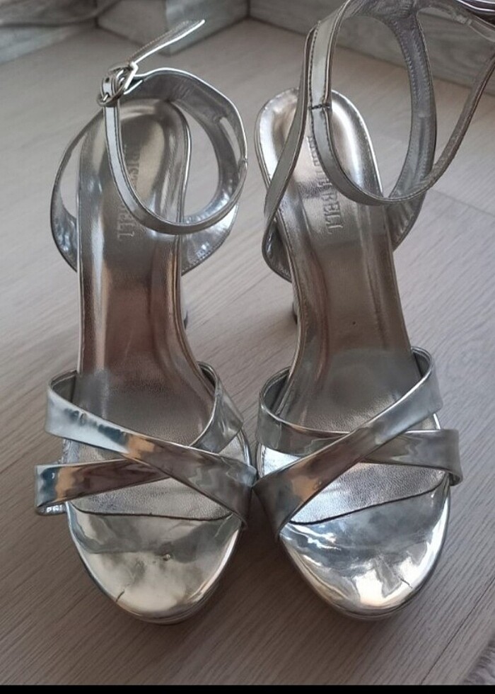 Topuklu ayakkabı gümüş  - Görsel 3