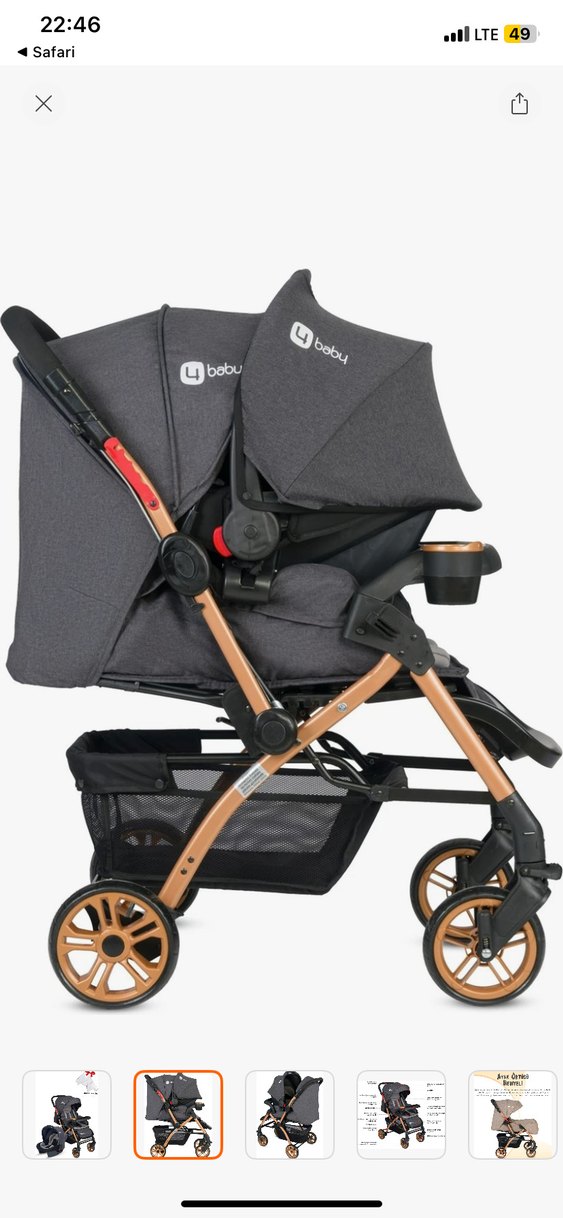 Gri Bebek Arabası ve Oto Koltuğu Seti - Görsel 2