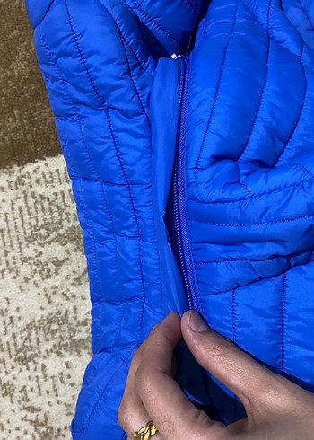 Çocuk Mavi Fermuarlı Kışlık Mont - Görsel 3