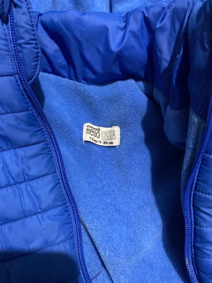 Çocuk Mavi Fermuarlı Kışlık Mont - Görsel 2