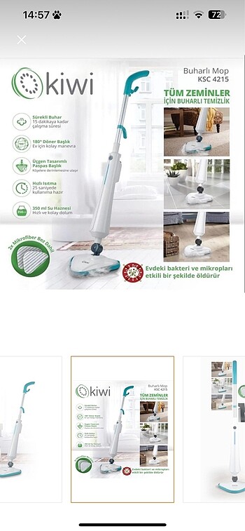 Kiwi buharlı mop - Görsel 2