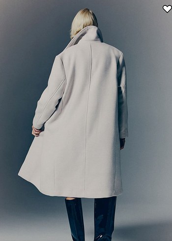 H&M Çift Düğmeli Beyaz Kadın Kaban