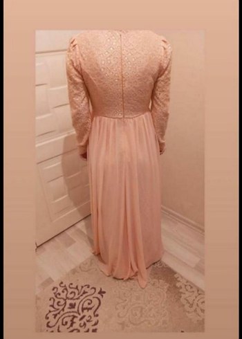 Pembe Uzun Kollu Drapeli Kadın Abiye - Görsel 3