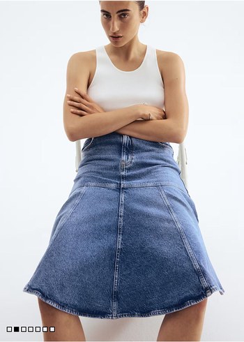 H&M Mavi Klos Kot Etek