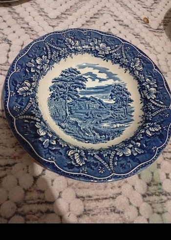 Beyaz Parlak Eski Kale Desenli Tabak - Görsel 2