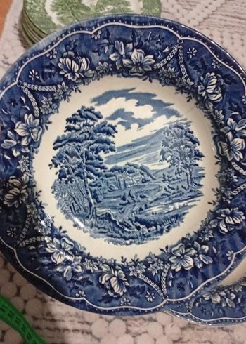 Beyaz Parlak Eski Kale Desenli Tabak - Görsel 5