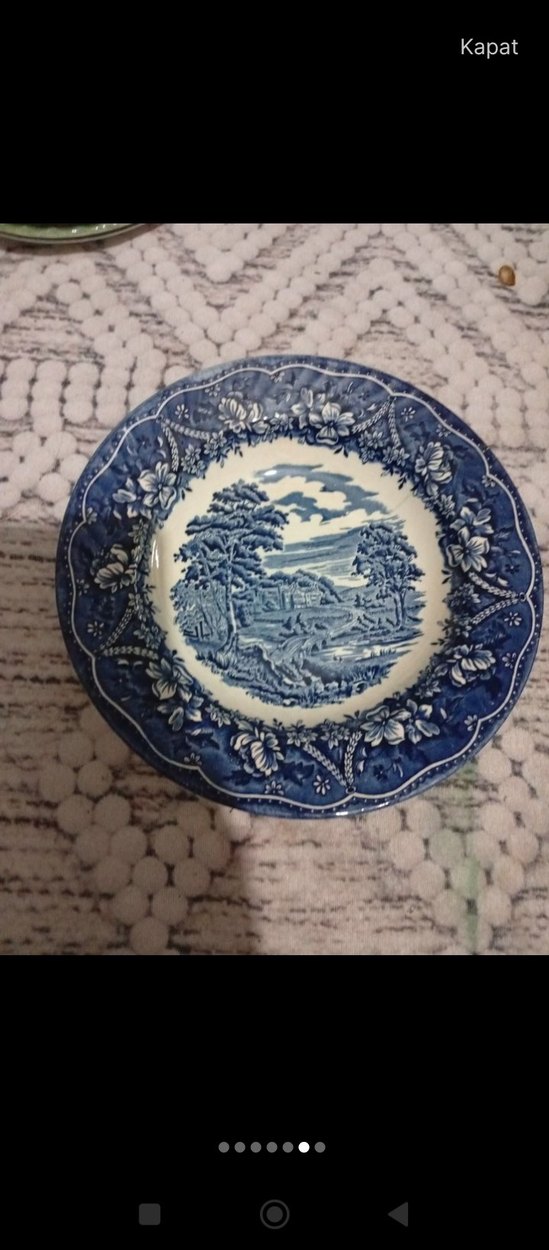 Beyaz Parlak Eski Kale Desenli Tabak - Görsel 3