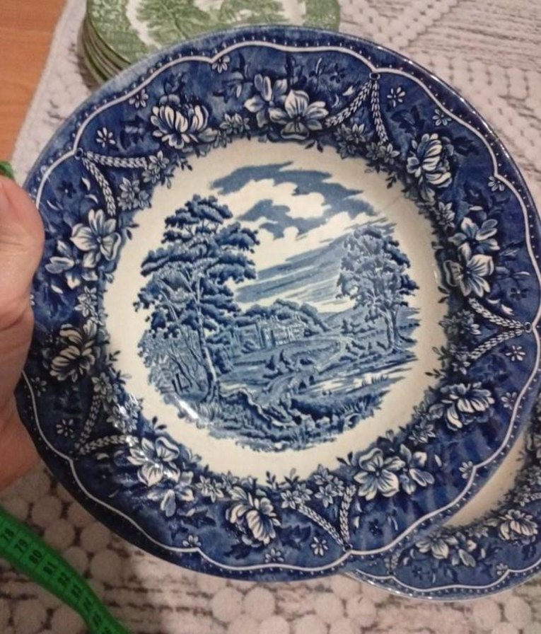 Beyaz Parlak Eski Kale Desenli Tabak - Görsel 5