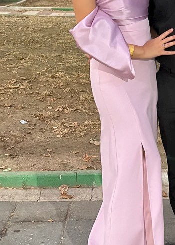 Pembe Drapeli Uzun Abiye Elbise - Görsel 2