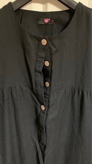 SİYAH KETEN ELBİSE UZUN S/M tesettür - Görsel 3