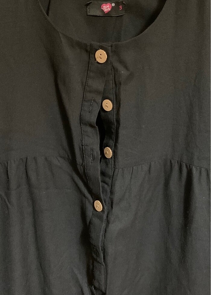 SİYAH KETEN ELBİSE UZUN S/M tesettür - Görsel 3