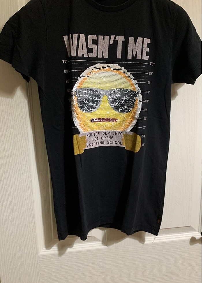 EMOJİ TİŞÖRT SİYAH PULLU ERKEK  10/11 yaş - Görsel 2