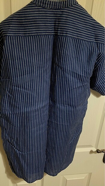 ZİNCİR MARKA  GÖMLEK ÇİZGİLİ LACİVERT HAKİM YAKA - Görsel 3