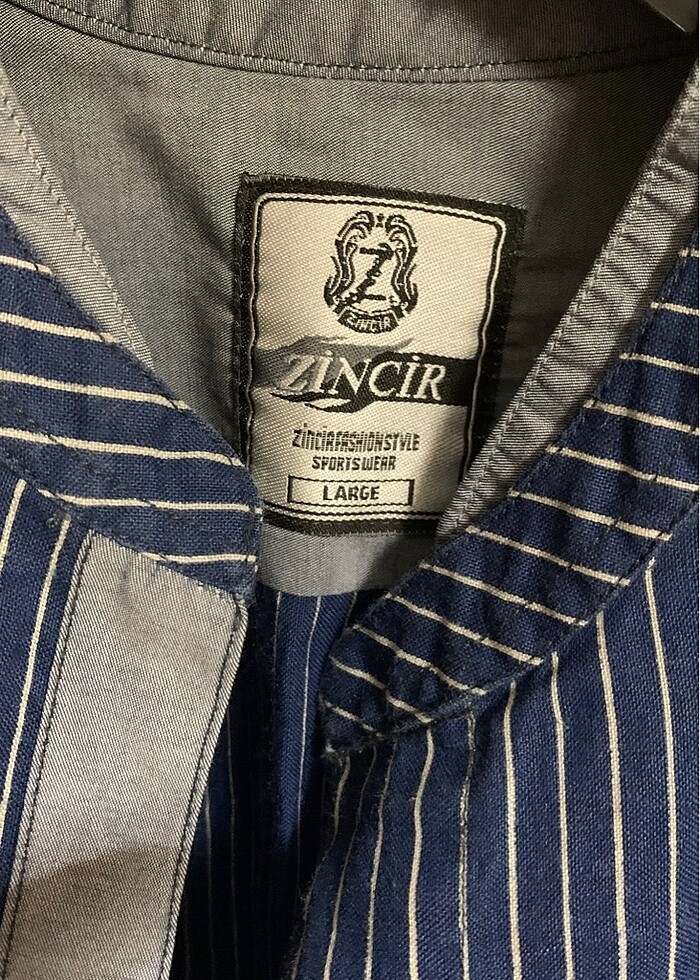 ZİNCİR MARKA  GÖMLEK ÇİZGİLİ LACİVERT HAKİM YAKA - Görsel 2