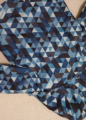 6 Yaş Beden Erkek Çocuk Lacivert Geometrik Kapüşonlu Ceket