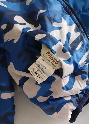 Mavi Kamuflaj Kapüşonlu Çocuk Mont Çift taraflı giyilebilir. - Görsel 2