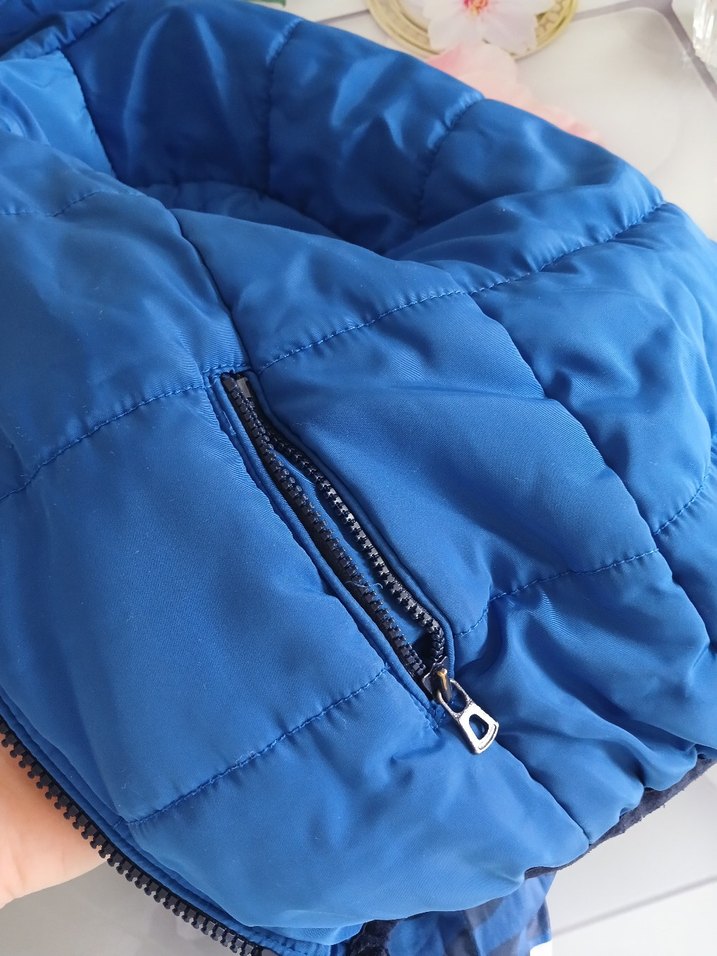 Mavi Kamuflaj Kapüşonlu  Çocuk Mont Çift taraflı giyilebilir. - Görsel 3