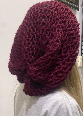 Bordo Örgü Kadın Bere - Görsel 2