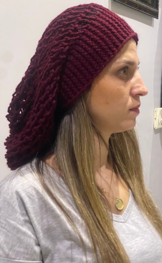 Bordo Örgü Kadın Bere - Görsel 3