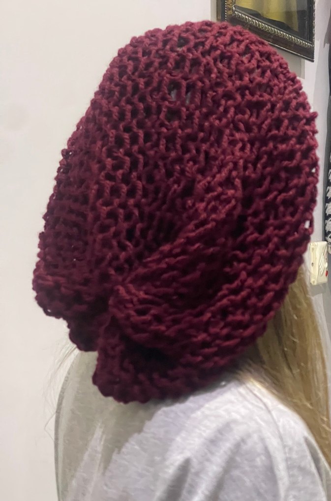 Bordo Örgü Kadın Bere - Görsel 2