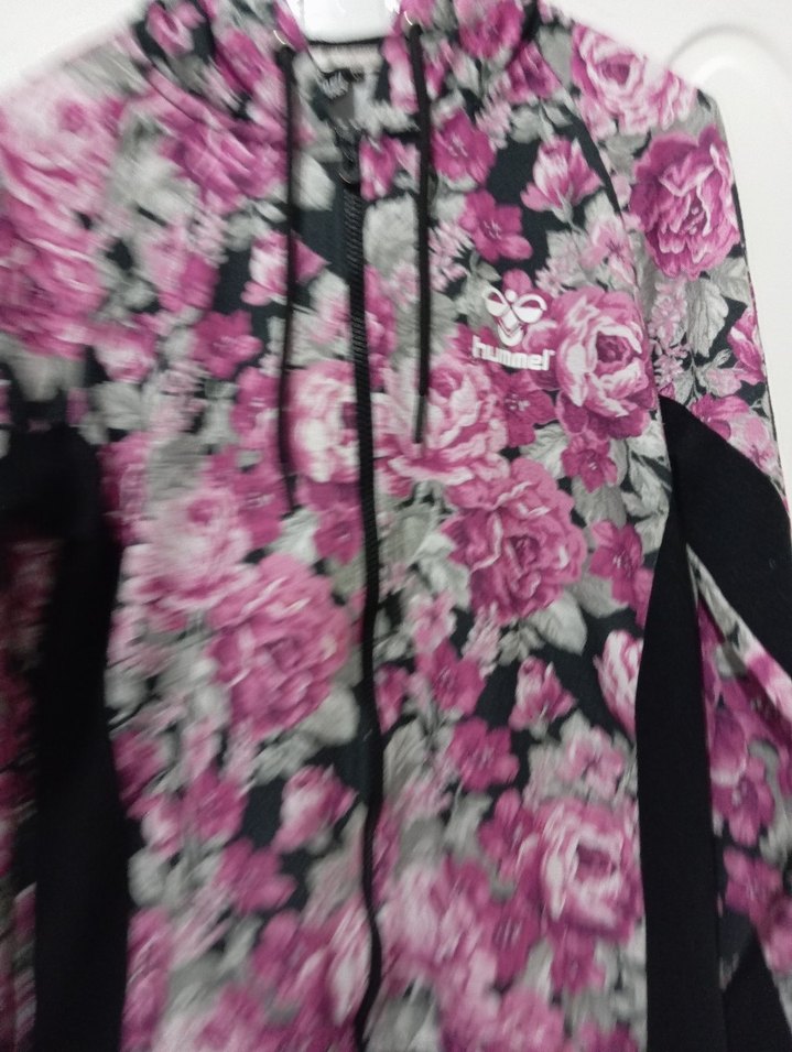 Çiçek Desenli Kapüşonlu Fermuarlı Kadın Ceket - Görsel 4