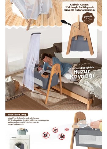 Sallanir ahsap bebek besik - Görsel 7
