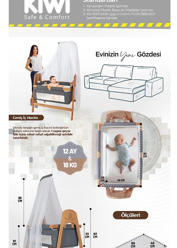 Sallanir ahsap bebek besik - Görsel 2