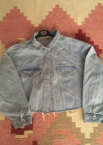 Düğmeli Kadın Mavi Denim Ceket