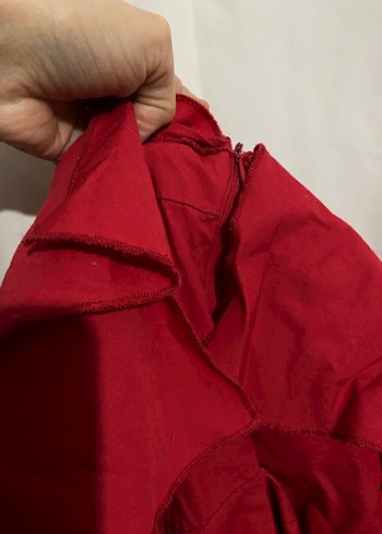 Kırmızı Fırfırlı Yarım Kol Mini Kadın Tulum - Görsel 7