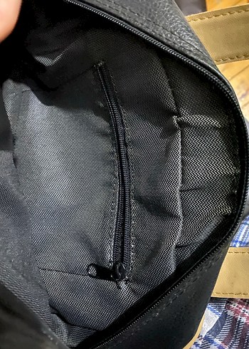 Bej Detaylı Siyah Deri Vintage Çanta - Görsel 7