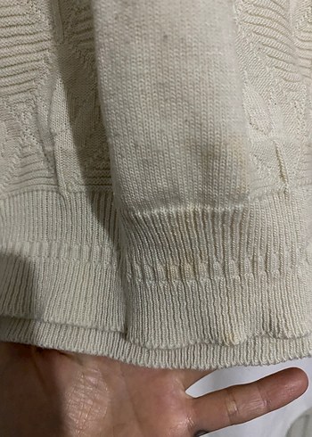 Krem Kadın Vintage Kazak, Salaş Kesim, Uzun Kollu - Görsel 5