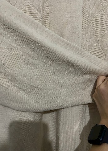 Krem Kadın Vintage Kazak, Salaş Kesim, Uzun Kollu - Görsel 4