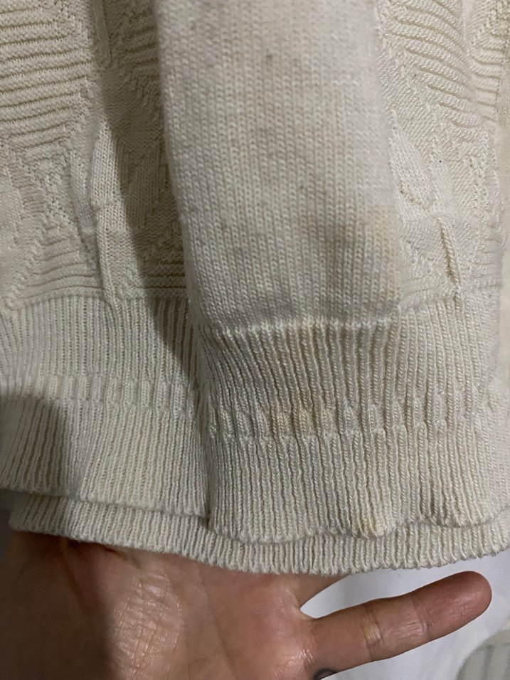 Krem Kadın Vintage Kazak, Salaş Kesim, Uzun Kollu - Görsel 5