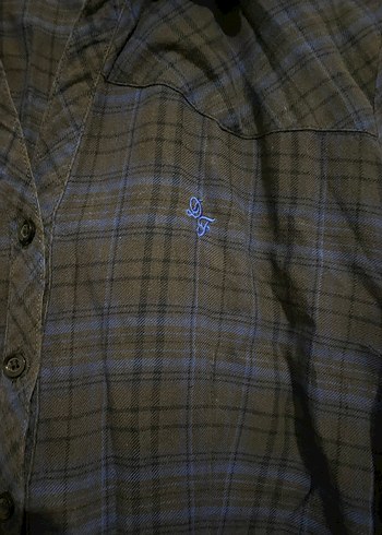 Kadın Lacivert Kareli Denim Gömlek - Görsel 4