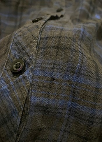 Kadın Lacivert Kareli Denim Gömlek - Görsel 7