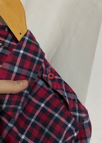 Bordo Kırmızı Ekose Pamuk Gömlek - Görsel 6