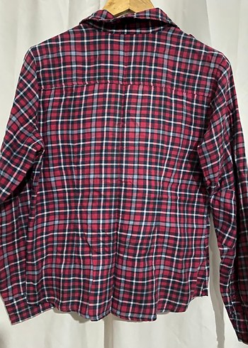 Bordo Kırmızı Ekose Pamuk Gömlek - Görsel 7