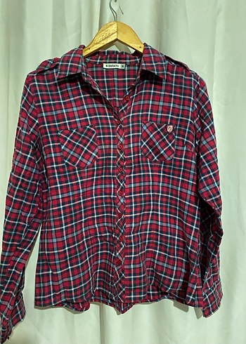 Bordo Kırmızı Ekose Pamuk Gömlek - Görsel 2