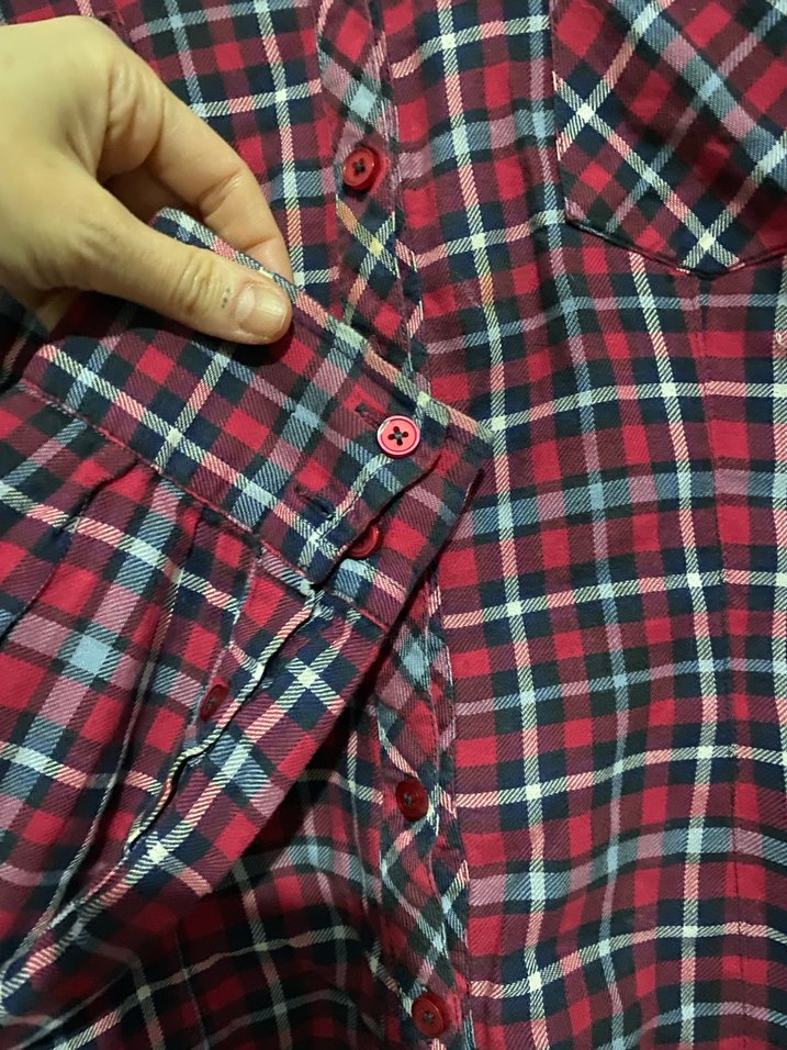 Bordo Kırmızı Ekose Pamuk Gömlek - Görsel 5