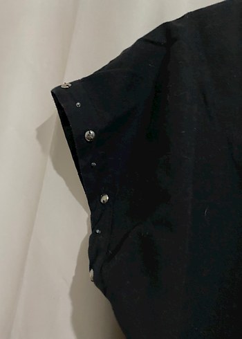 Siyah Midi Keten Elbise - Görsel 4