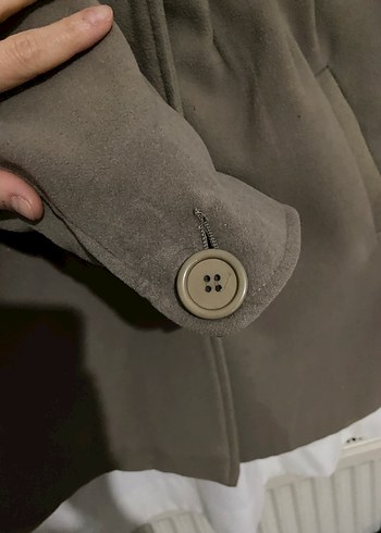 Düğmeli Haki Kadın Kaban - Görsel 4